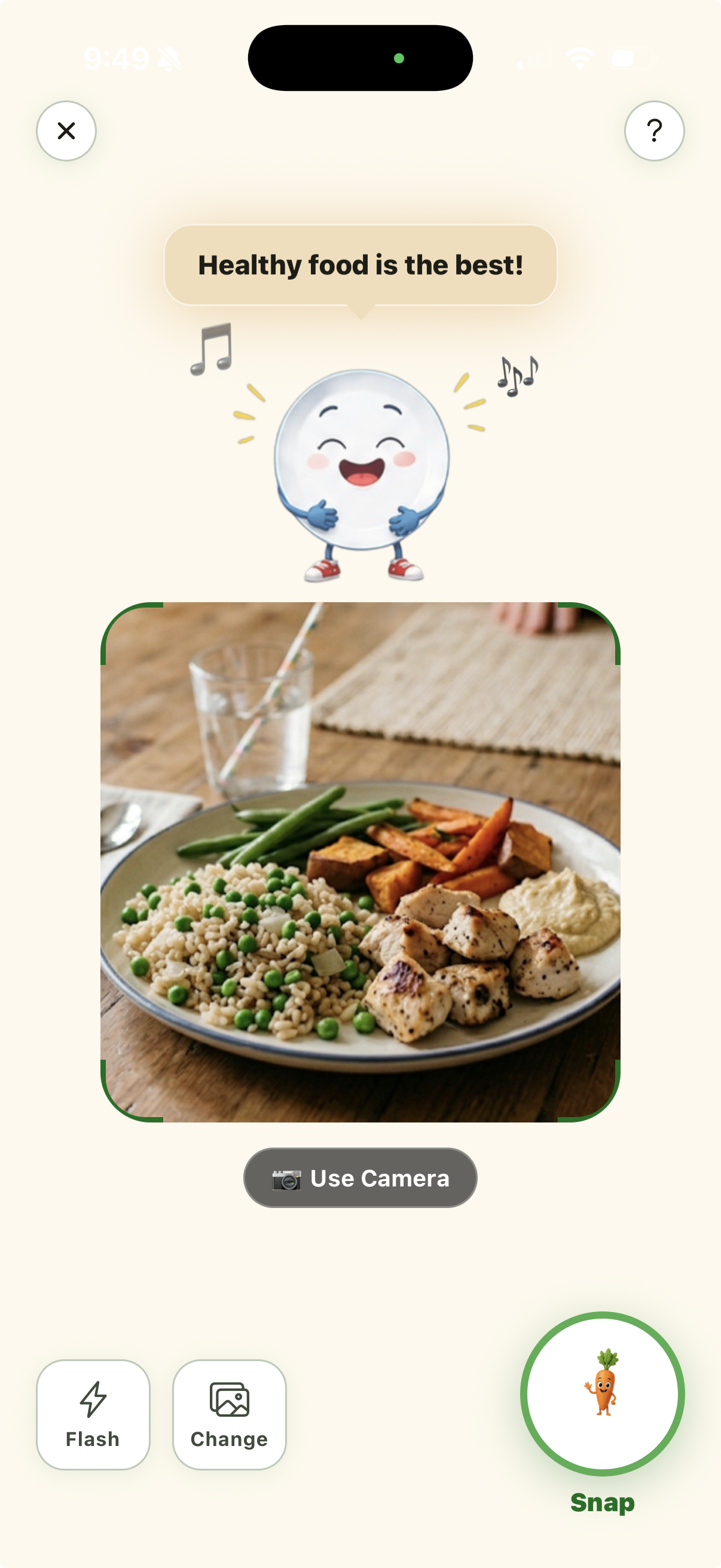 Dancing Plate — scanning a meal