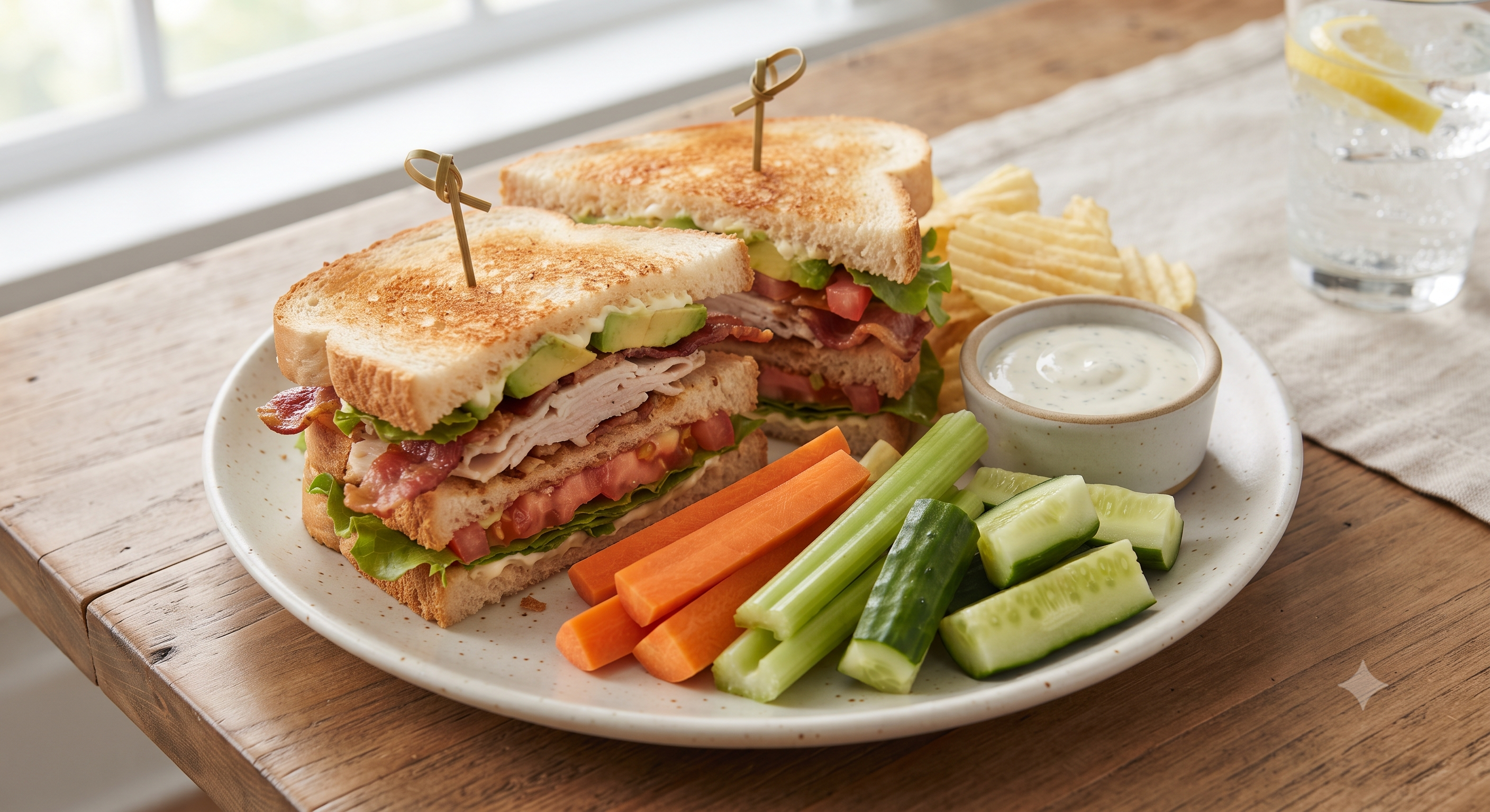 Sandwich and veggies